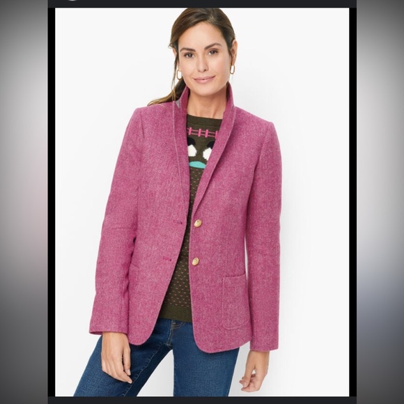NWOT - Talbots Bright Pink Classic Shetland Blazer - Picture 1 of 7